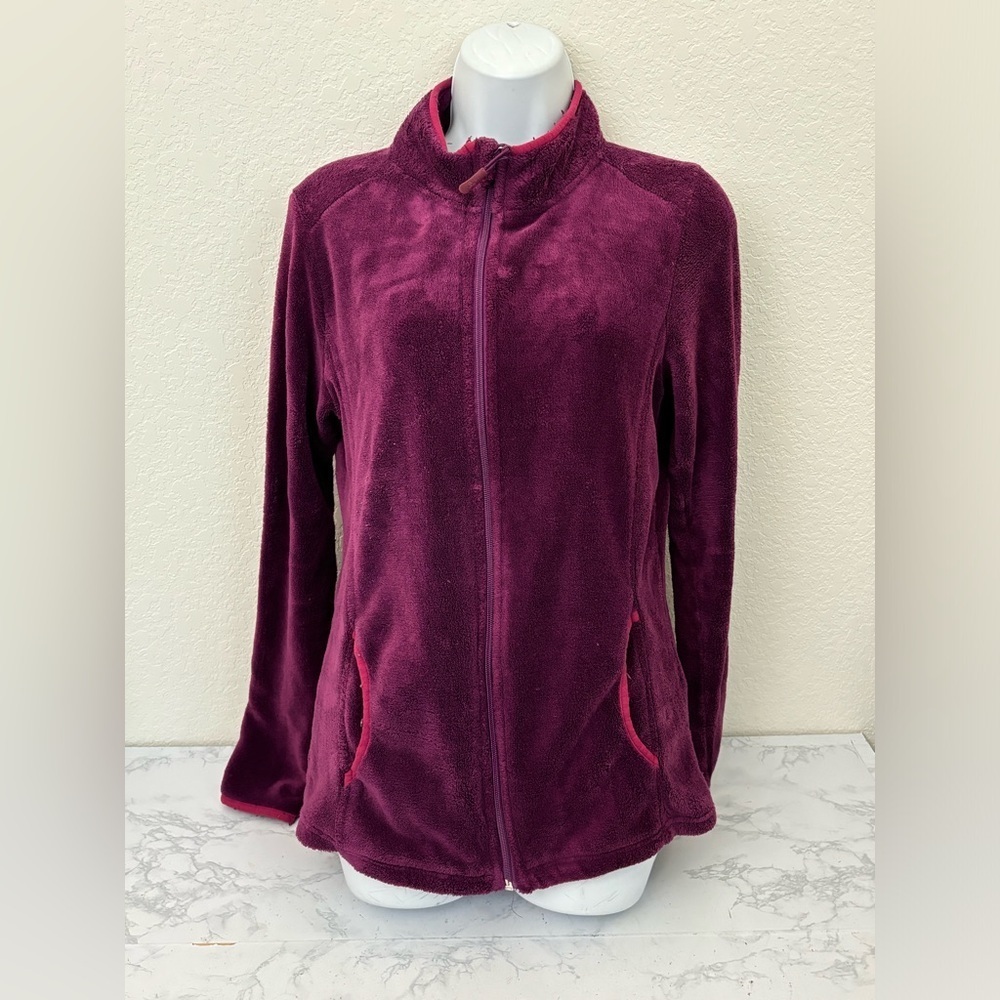 Crivit Jacket Womens L Sports Zip Up Running Hiking Casual Purple Soft Shell H‌